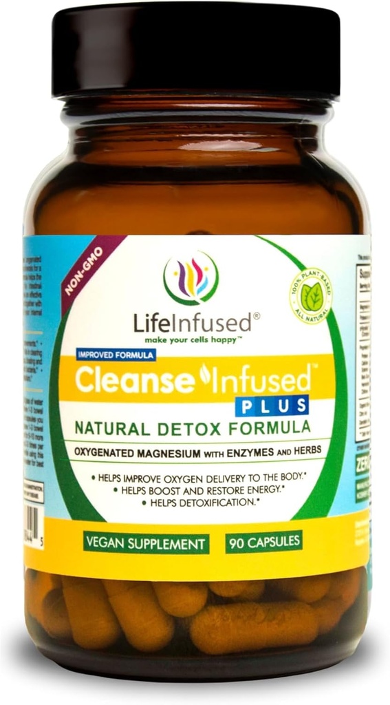 生活注入清洁剂 添加剂 - Premium Natural Colon cleanser with Oxygened Magnesium, Herbs, and Ezymes, 帮助Relieve Constiction Gently, 解毒血, Colon, Liver & Kidneys (90 Caps)