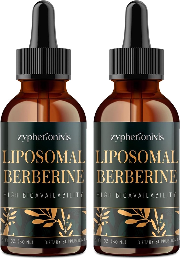 Liposomal Berberine Drops 补充 3000mg - 高吸收 AMPK 活性剂,有机Berberine HCl 复合体 与锡兰肉桂和姜为Imune 和 Digestion (4 fl oz)