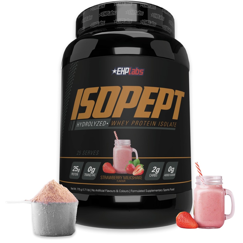 IsoPept水解 Whei蛋白粉由EHPlabs-100%Whey蛋白隔热和水解,27g of蛋白,Non-GMO,Gluten Free,Fast Absorbing,Easy Digesting,27 Services(草莓奶昔)