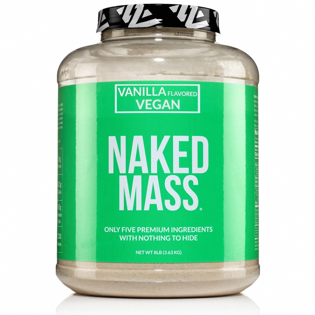 NAKED VAGAN 弥撒 - 香草 VAGAN 重量增益器 - 1,230个卡路里,非GMO,Soy & Gluten Free,无人工成份 - 8LB Bulk - 11个服务