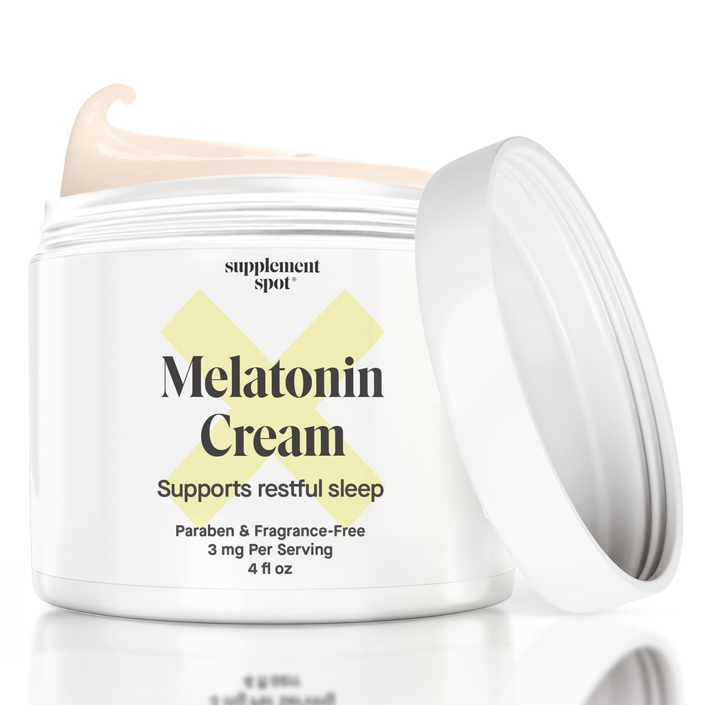 Melatonin Cream for Restful Sleep – Melatonin Sleep 补充版 重置生物体钟 – Paraben, Fragranse-Free to 减少细线和皱纹 – Natural Sleep Cream (4 oz)