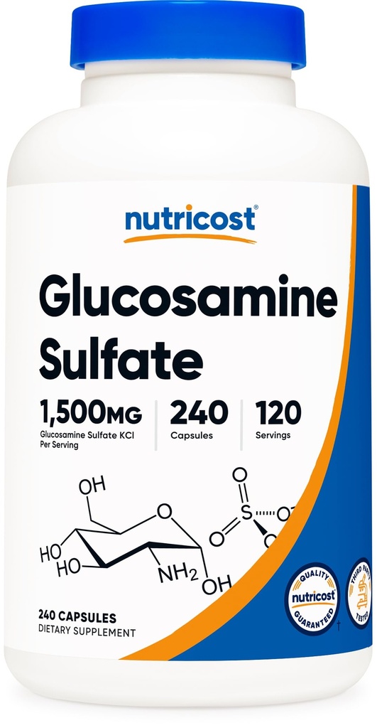 硫酸Glucosamine 1500mg, 240 Capsules - 750mg Per Capsule, Gluten Free, 非GMO