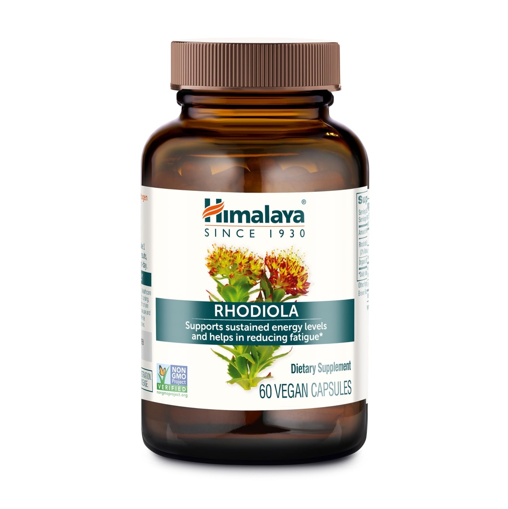 Himalaya Rhodiola Rosea -- -- 支持压力缓解、能源和锻炼耐力的草药能源补充剂 -- -- Vegan、Gluten Free、250毫克、60卡普尔