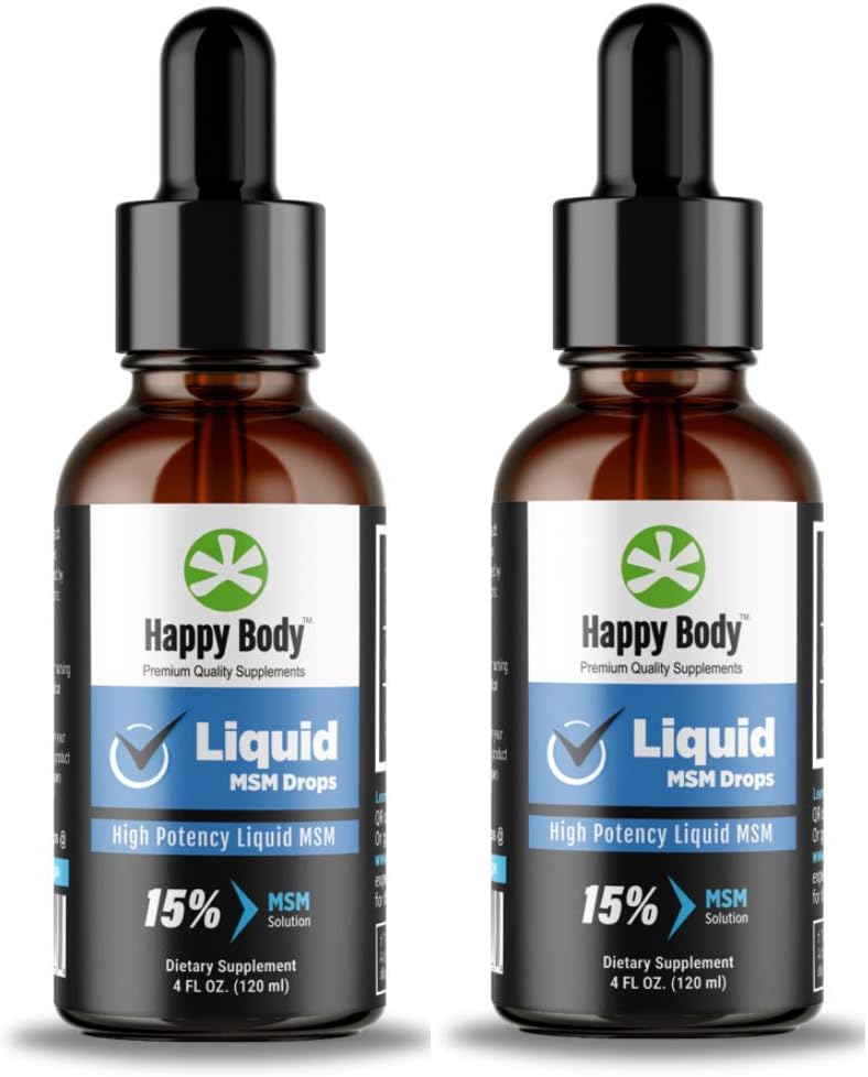 HAPPY机构液态MSM将最高的MSM内容放入液态MSM补编. 口服和专题应用的理想 - 1 x 4 f. oz瓶(2 Pack)
