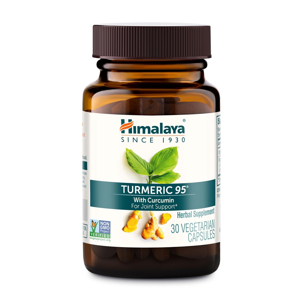 喜马拉雅山涡轮 95 - 配有Turmeric Curcumin用于联合支持和流动的草药补充剂,95% Curcuminoids - Vegan,非GMO,Gluten Free,600 mg,30 Capsules