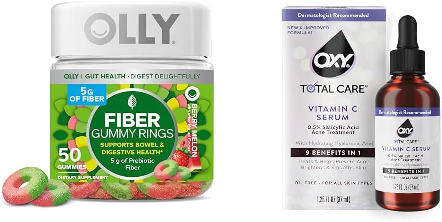 OLLY Fiber Gummy Rings 50cmt + Oxy 总关照 维他命 C 血清用于消化支持, 清除皮肤
