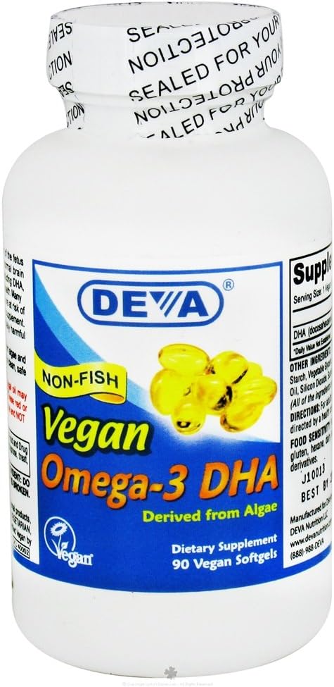 Deva Vegan Omega-3 DHA 200mg,来自藻类,非鱼类,延迟释放,90 Capsules,1-Pack