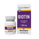 Superior source Biotin 1000 mcg. 在 Tonue 快速溶解微环形板块下, 100 计数, 支持健康头发, 皮肤, 和 直肠生长, 帮助支持能量代谢, 非 GMO