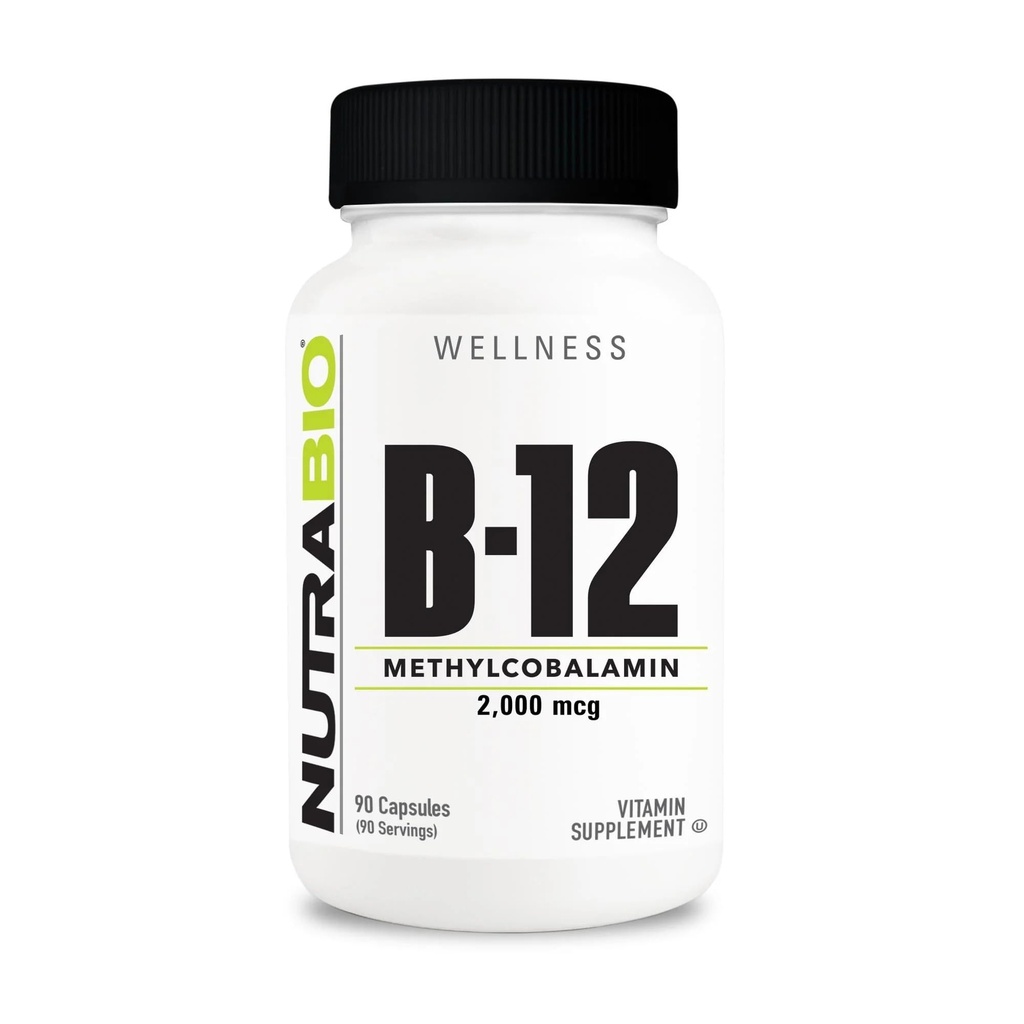 NutraBio Methyl B-12 维生素补充剂,2000mcg – 促进细胞健康与健康,90 蔬菜卡普尔