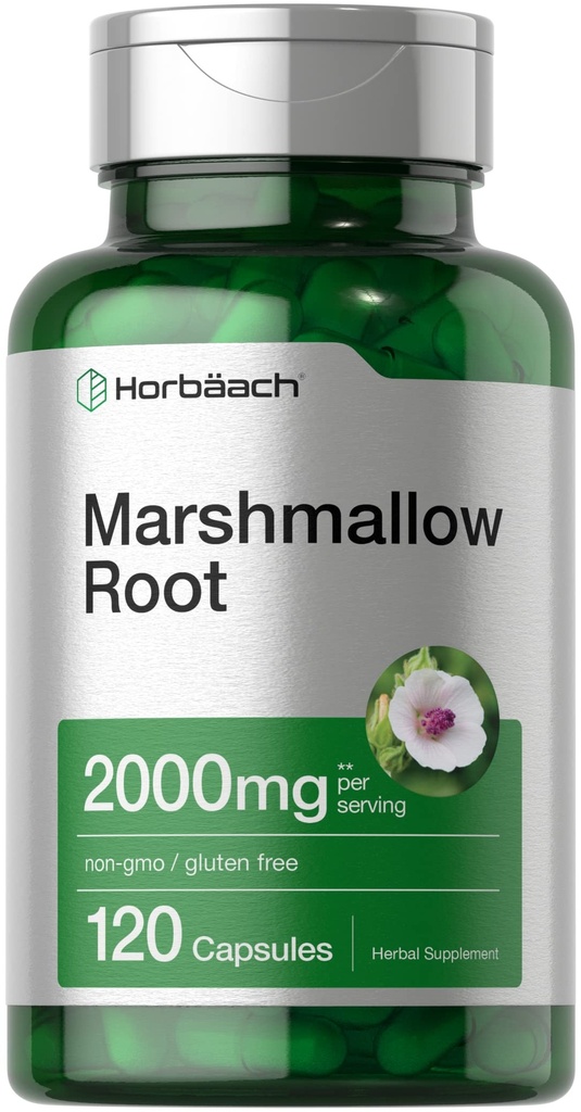 Horbäach Marshmallow Root Capsules → 2000mg → 120 Counter → Non-GMO & Gluten Free → 传统草药提取
