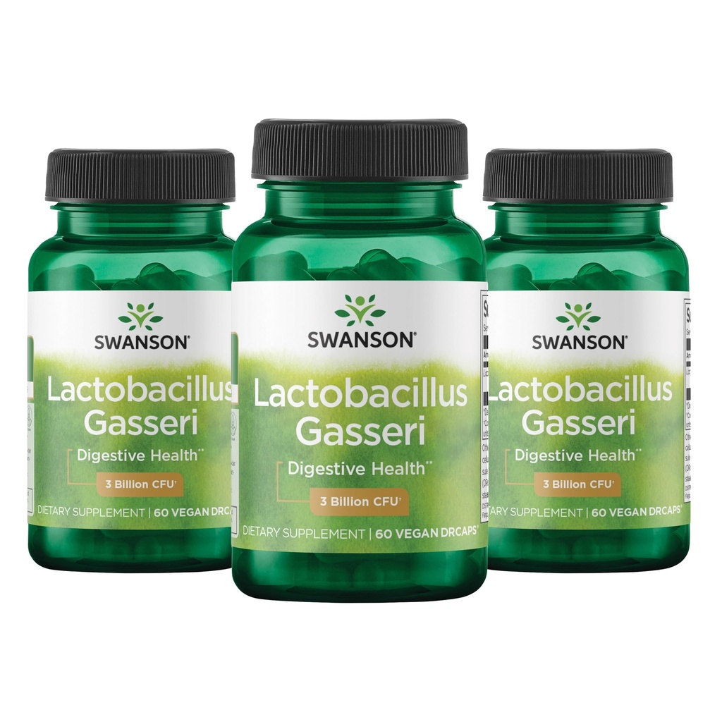 Swanson Lactobacillus Gasseri 为成年人寻求消化和代谢支助,配有3亿CFU-酸-阻力,无冷冻(60 Vegan Capsules, 3 Pack)