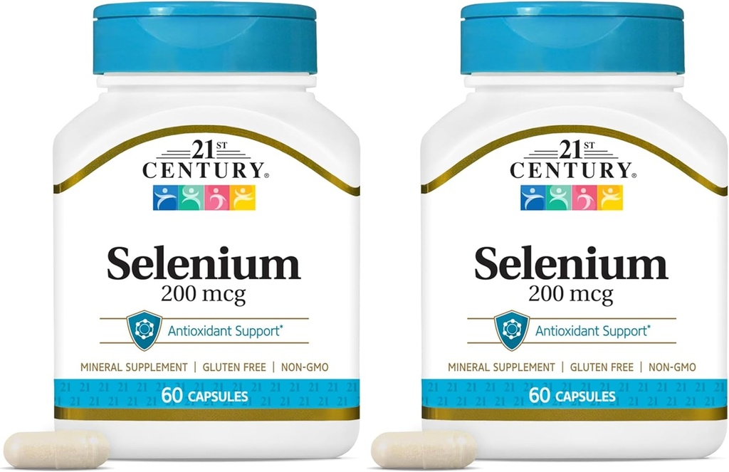 21世纪硒 200 mcg Capsules, 60 Counter (Pack of 2)