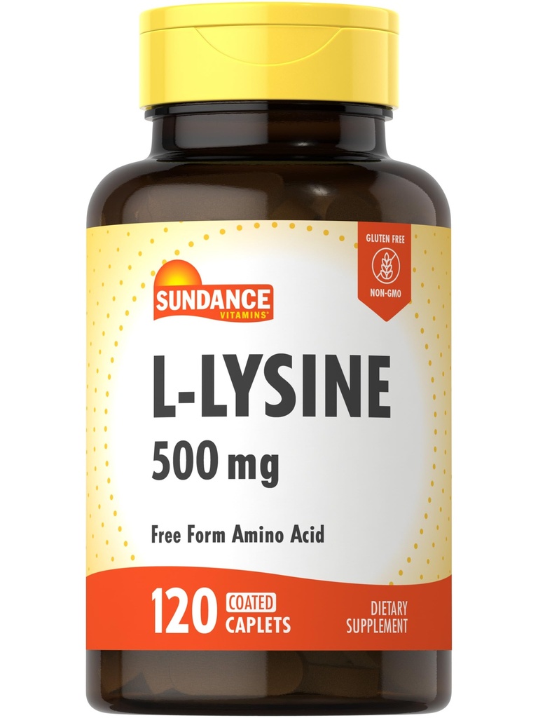 Sundance L-Lysine 500mg 120 Caplets 自由形态 氨基酸 | Vegetarian, Non-GMO, 和 Gluten 免费补充