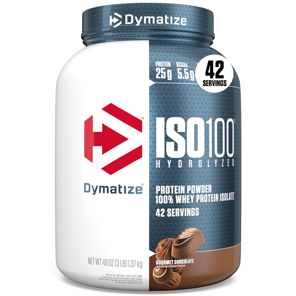 将ISO100水解蛋白粉,100%Whey隔离蛋白,蛋白质25g,5.5g BCAAs,Gluten Free,快消毒,易消化,古美特巧克力,3英镑(42种)
