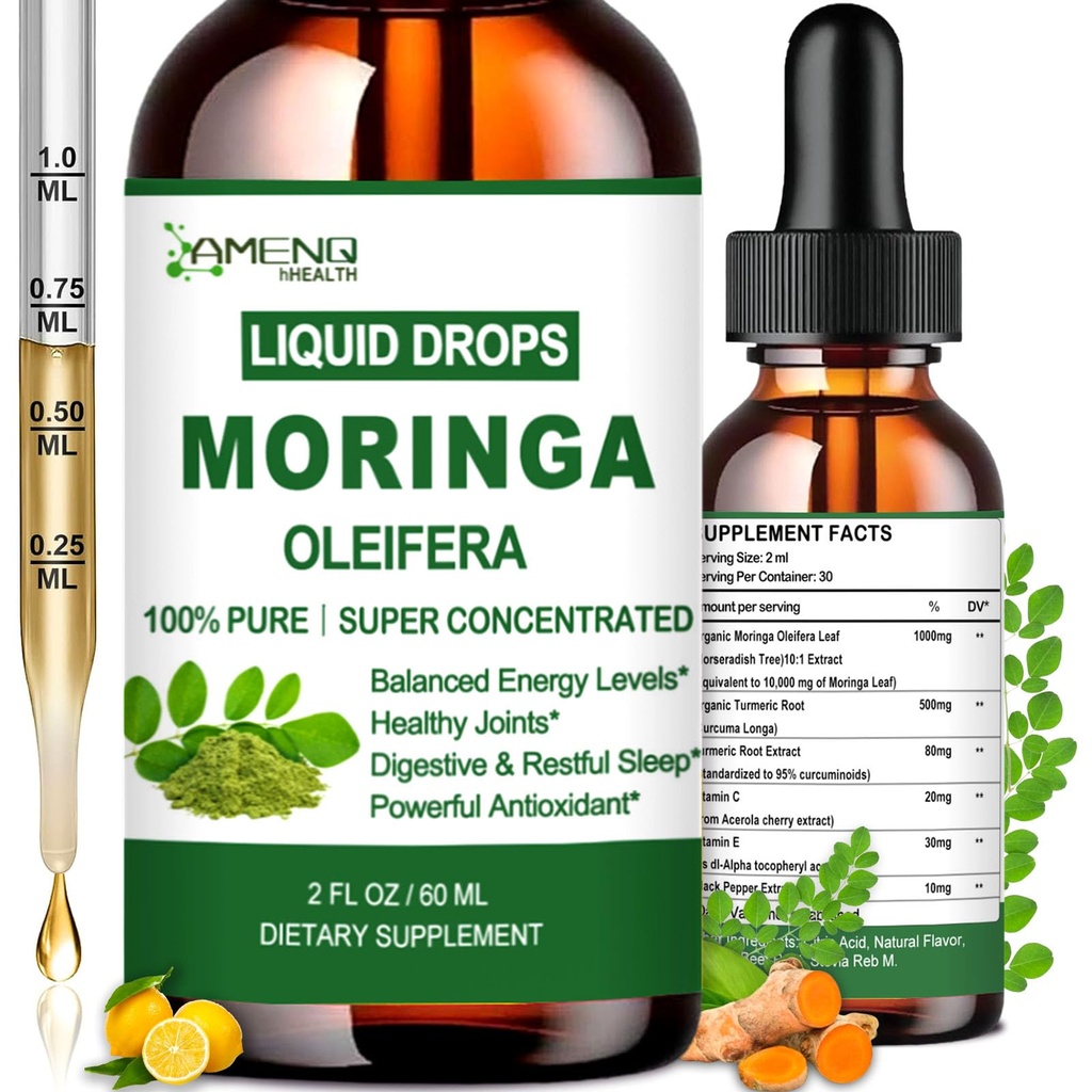 纯莫林加奥利费拉液滴,有机莫林加叶提取法 w. Turmeric, Black Pepper, Moringa 能源代谢剂补充剂 Imune Skin Joint & Gut, 6X 强于莫林加 Capsules Powder