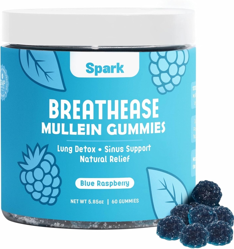 Mullein Gummys for Lungs - Lung Detox Gummys - 每日呼吸卫生支持 - 吸烟者清洁 - 过敏性,Sinus和Mucus Relief - Mullein Leaf Extraction for Lungs