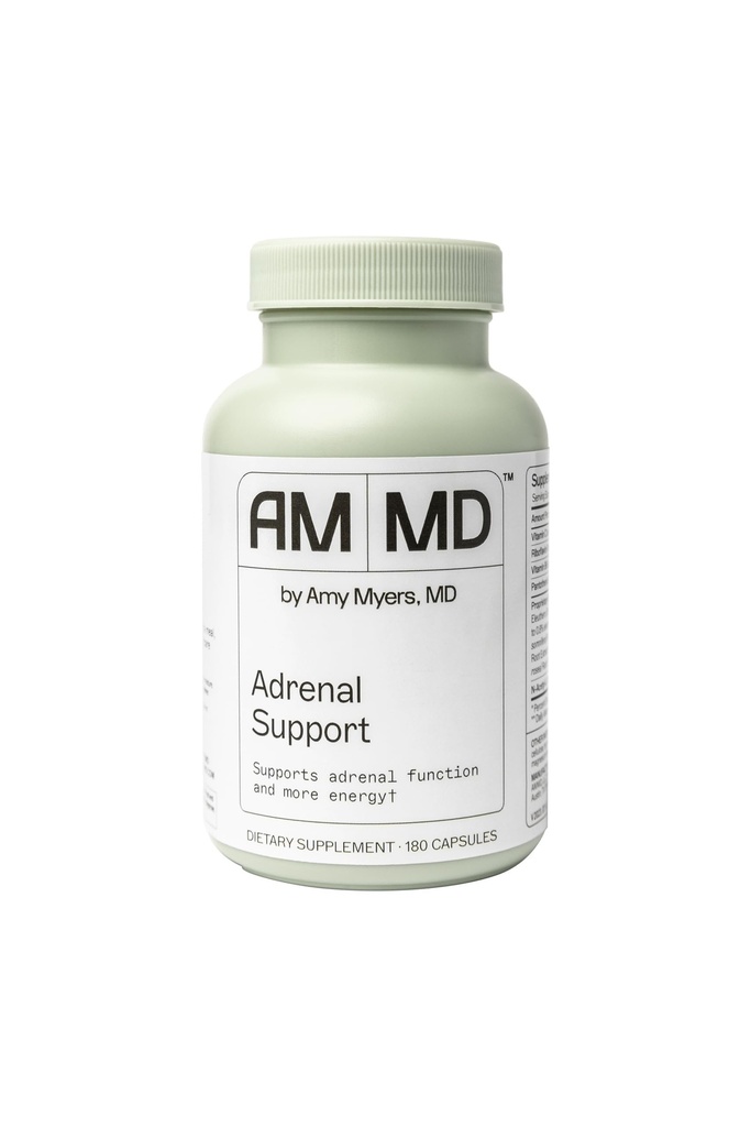 Amy Myers MD 肾上腺素支持 - Ashwagandha, Riboflavin, Vitamin B6 & More - Gluten Free, Non-Dairy & Non-Soy - 180 Capsules的适应性草药补充剂