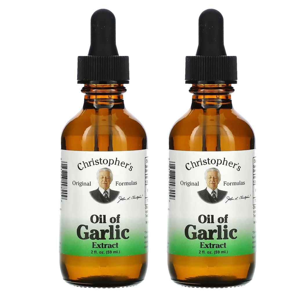 Christopher's 原始公式 Ounces Oil of Garlic Extract 2 - Pack of 2 - Premium Herbal 补充 - Cold-Pressed & Pure Liquid Garlic Oil - Versatile 使用