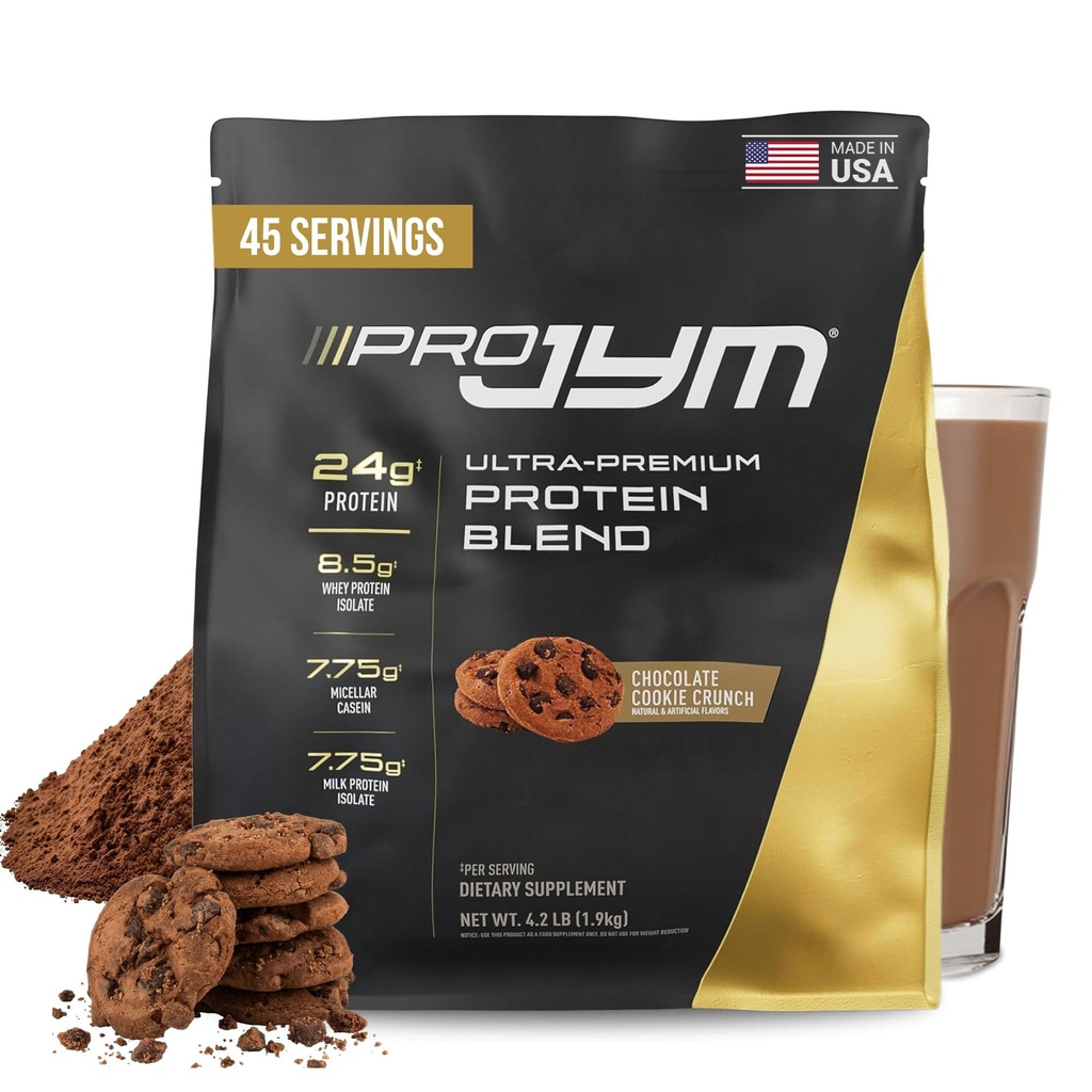 Pro JYM巧克力Cookie Crunch蛋白粉 - Whei 蛋白质溶液, Casein, & 牛奶蛋白, 精益肌肉男与女建筑, JYM 补充科学, 45种服务