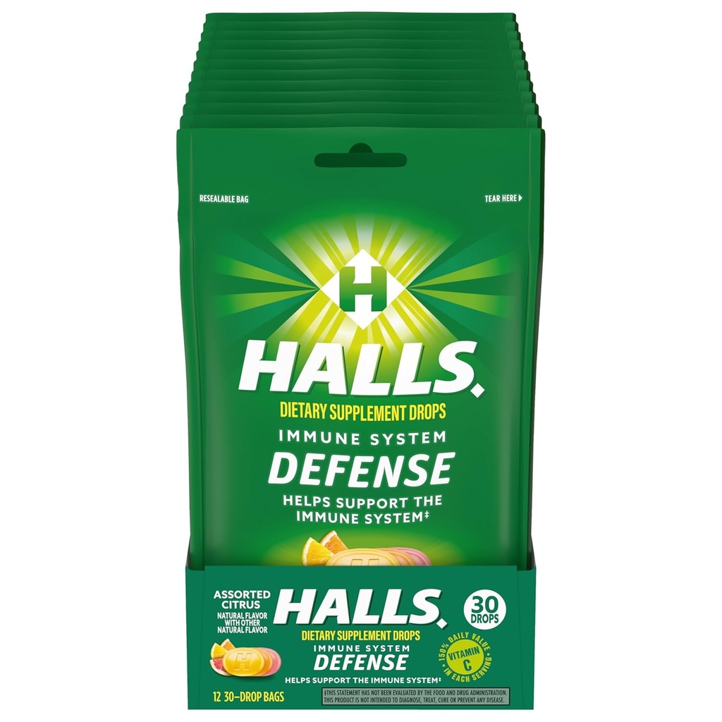 HALLS 各种氯硝基维生素C滴,饮食补充滴,12袋30滴(共计360滴)