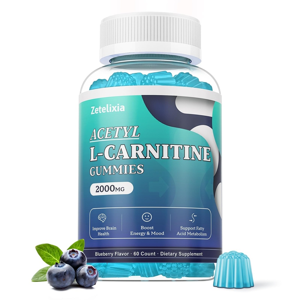 《L-Carnitine Gummys,L-Carnitine女性和男性补编》,配有维生素C和B12、ALCAR能源、脑和心脏健康支助、Vegan、Non-GMO,60 Counter