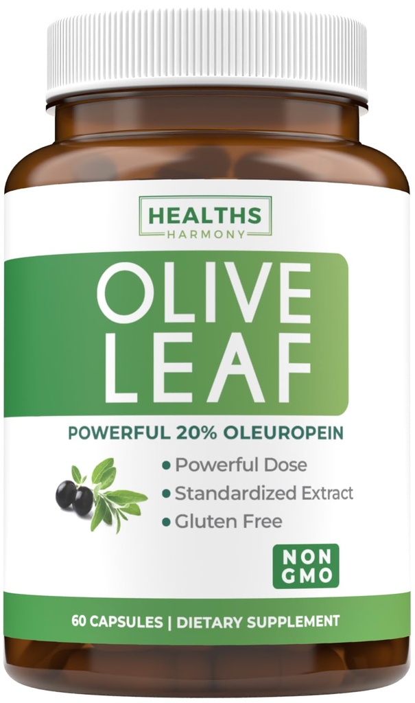 超级强力橄榄叶提取片-Vegan Non-GMO 750mg 橄榄提取片,20% Oleuropein抗氧化剂补充剂,用于皮肤和心脏健康支持,在美国制作(2个月供应)