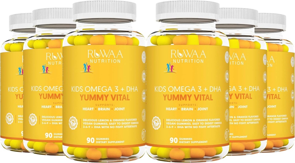 (原始内容存档于2019-09-29). RUWAA营养儿童 Omega 3 Gummys DHA EPA Omega 3 补充儿童. 无鱼油 食后Vegan Omega 3 6 9 + DHA Gummys & Vitamin C. 认知健康,焦点,愿景. Children Omega 3 540ct (6)