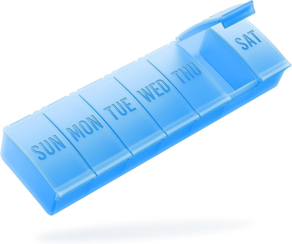 Barhon Pill 组织者 大型,每周药丸组织者 7日药丸盒 大型维生素补充品旅行 鱼油,蓝色