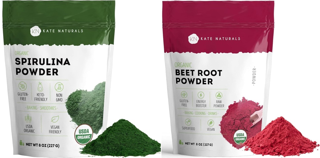 Kate Naturals 有机螺旋粉和甜菜根粉盒