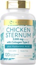 Carlyle Chicken Sternum Cartilage Collagen Capsules II型 3,000mg 120 药丸 与 Hyaluronic Acid → Non-GMO, Gluten Free(无糖)