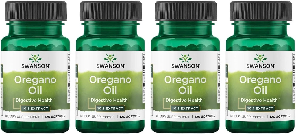 Swanson Oregano Oil 10:1 摘录 -- -- 促进消化卫生和呼吸支持的自然补充 -- -- 支持胃肠系统与尿道切除健康 -- -- (120软胶,每包150毫克)(4包)