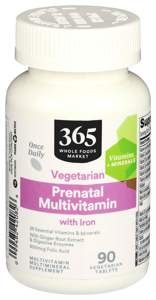 365 由全食品市场, 产前多维他明与铁, 蔬菜, 90 伯爵