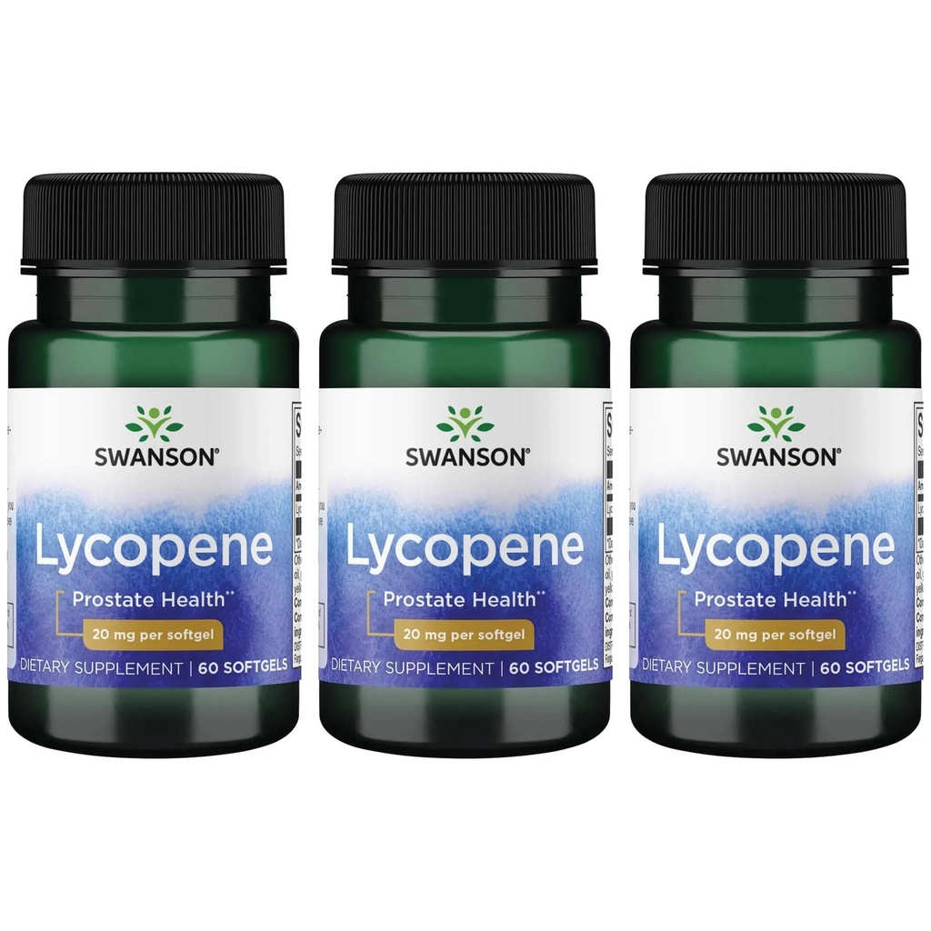 Swanson Lycopene - 促进前列腺健康、心脏健康、和支持正常范围内的血压的自然补充 - 男子健康补充 - (60软胶) 3 Pack