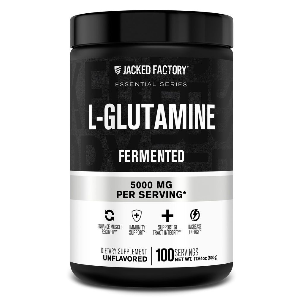 Jacked Factory L-Glutanine Powder 100 services - Vegan发酵L Glutanine Supposed for Workingout Muscle恢复,豁免,消化性健康 QQ没有人工填充器 - 不受欢迎