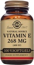Solgar维生素E 268 mg(400 IU),100 Vegetarian Softgels - 天然抗氧化剂,皮肤和免疫系统支持 - 自然来源的维生素E - 非GMO,Vegen,Gluten Free,乳品自由 - 100 services