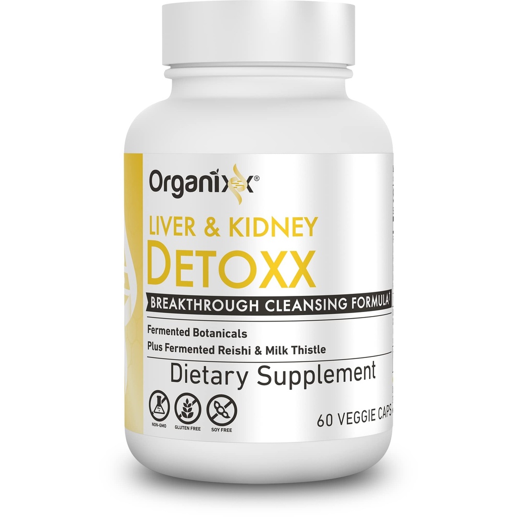 Organix Kidney & Liver 支持清洁剂补充剂 Milk Thetle Reishi 草药法用于消化健康,Kedney & Liver 健康,睡眠和能量支持,Gluten Free,非转基因生物,60个蔬菜卡普尔