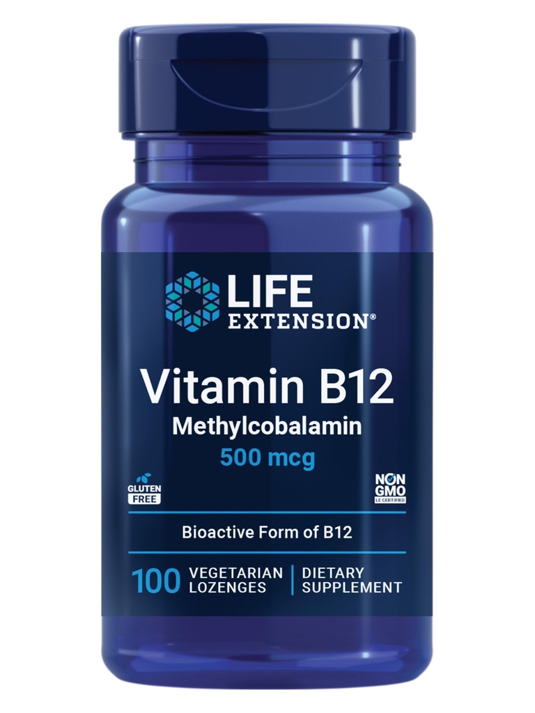 生命延长维生素B12 甲基Cobalamin 500mcg - 维生素B12 一般能量和脑健康补充剂 - 无糖蔬菜 Lozenges溶解于你的嘴 - 一次日报 - 100计