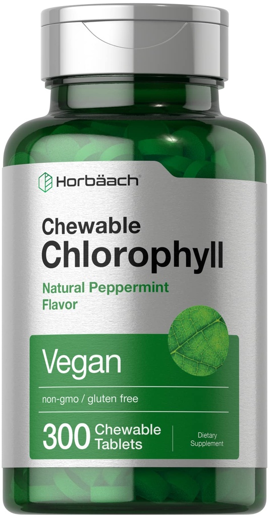 Horbäach 氯phy药丸 | 300 可切片 | 天然辣椒薄荷 Flavor | Vegan, Non-GMO & Gluten 免费补充品