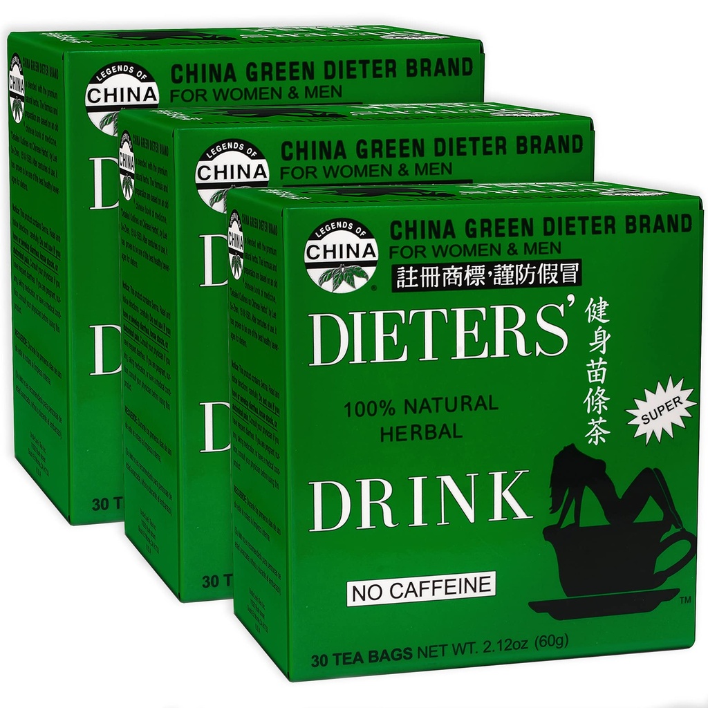 Lee叔叔的Senna Tea 3-Pack – Green Dieter's drink, Cafeine-Free 100% 天然草药解毒和消化支持,每架30Ct