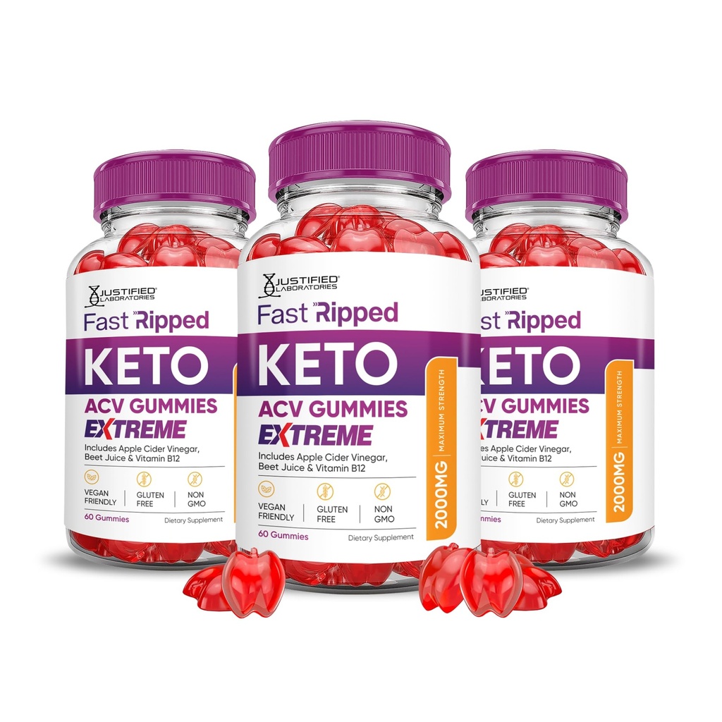 合理实验室(3 Pack Fast ripped Keto ACV Gummys Extreme 2000MG Fast ripped Keto Gummys Apple Cider Vinegar 配以石榴甜菜汁粉 B12 Vegan Non GMO 180 Gummys 配以 石榴甜菜