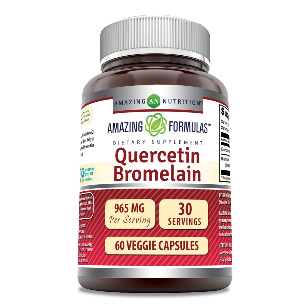 奇异营养 Quercetin 800 Mg 与 Bromelain 165 Mg Veggie Capsules Supplement \ \ Non-GMO = Gluten Free = 在美国制造 = 适合蔬菜(60)