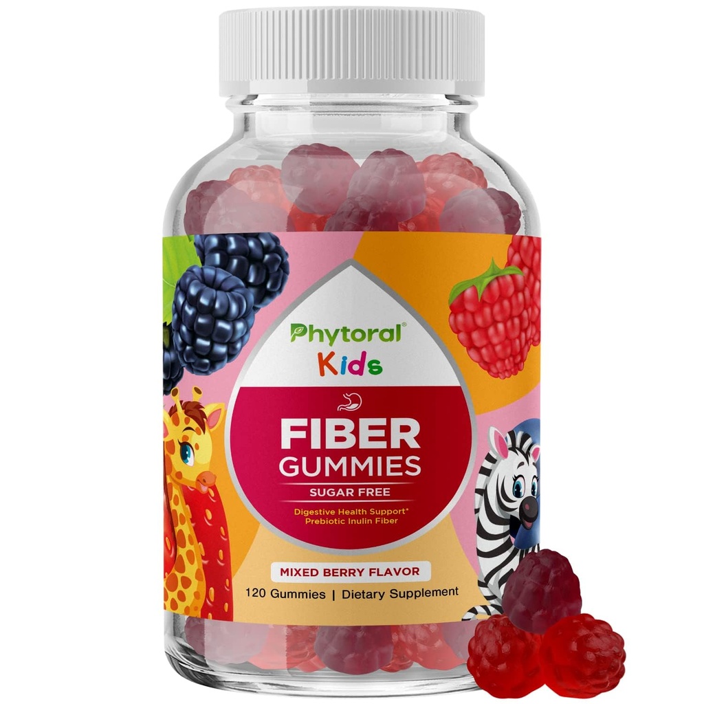 儿童高生前纤维-消化和便秘的饮食纤维补充剂-Chicory Root Kids Imune Gummys-Non-GMO & Vegan 消化营养补充剂-120