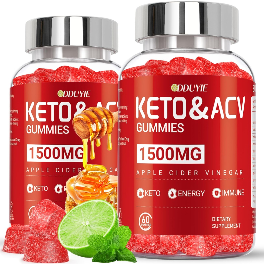 Keto ACV Gummys - 1500mg Apple Cider Vinegar Gummys 配有石榴比特罗特和维生素B12 B6 - 柠檬蜂蜜火焰 - 男子与女子 - GMO Free & Vegan - 120 计数