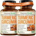 Turmeric Crucumin 配黑椒抽取剂 - 高概率有机Turmeric 1200mg & 95% Crucuminoids for Joint & Digestive Health - 联合支助补编 - 60 Curcuma Capsules - 2 Pack
