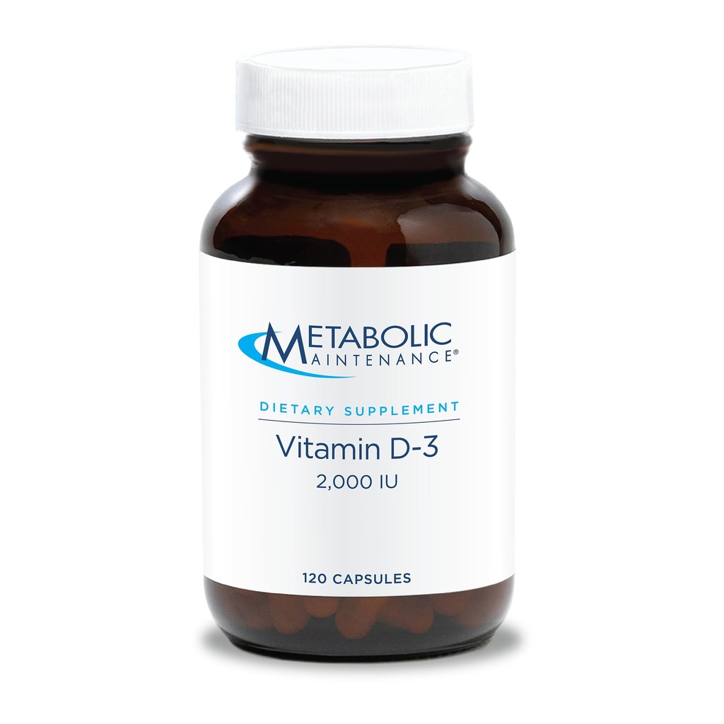 代谢维他命D-3 2000 IU - 高级吸附D3与维生素C - Bone, Immune, Mood + 心血管支持补充剂,无充电器(120卡普尔)