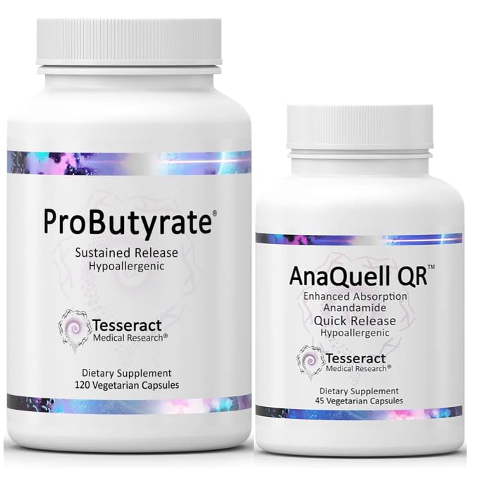 魔方医学研究Probutyrate Gut健康补编,Butyric酸复合物和AnaQuell QR,压力救济和Mood支助补编