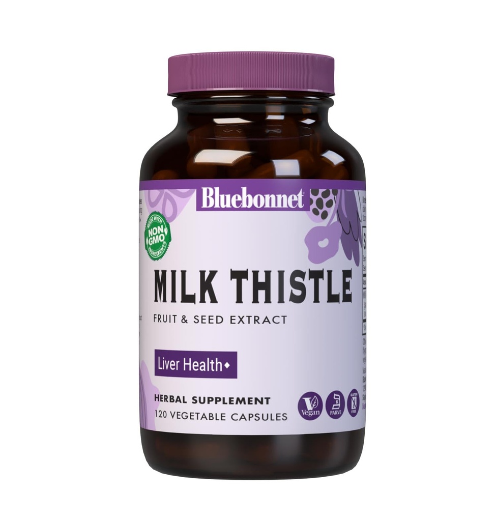 BlueBonnet 营养 牛奶 硝酸盐水果和种子提取剂、肝脏健康*、非GMO、Vegan、Kosher认证、无葡萄糖、无大豆、120个蔬菜罐头、120个服务