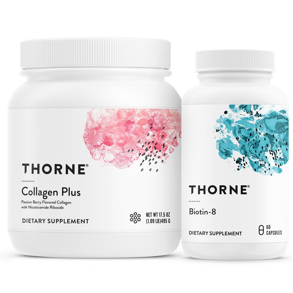 THORNE - Collagen Plus 和 Biotin 8 Bundle 用于拉迪安特皮肤、毛发和钉子 - 30种服务
