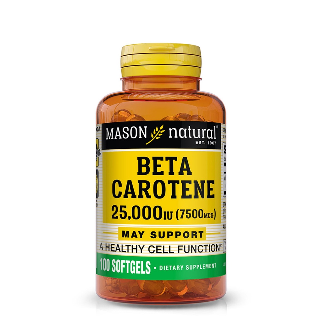 MASON 天然维生素A Beta Carotene 25 000 IU - 支持健康视觉、细胞功能和免疫功能,100软胶