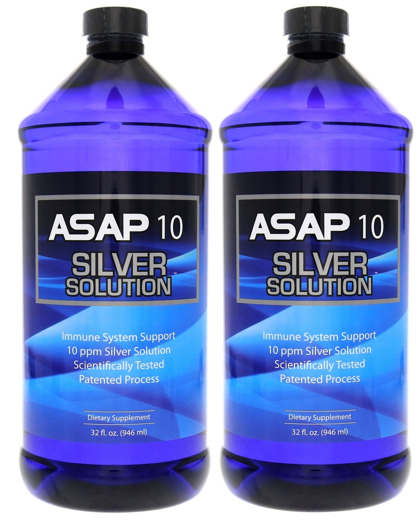 美国生物技术实验室 ASAP 10 PPM 银色溶液免疫系统支持 | 2 包 32 Oz 总计 64 Oz
